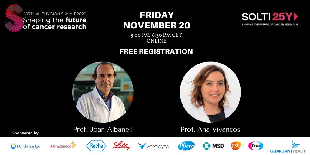 _SOLTI's tweet photo. ¿Estás registrado/a a #envisionsummit 2020?

El Dr. @prat_aleix acompañado por el Dr. Joan Albanell y la Dra. @AnaVivancosVHIO nos acompañarán en este viaje al futuro de la oncología. Regístrate GRATIS: https://t.co/FaGQRiU5q8

@OncoReporte @hospitalclinic @idibaps @imimat @VHIO https://t.co/Ilprs2TjGQ
