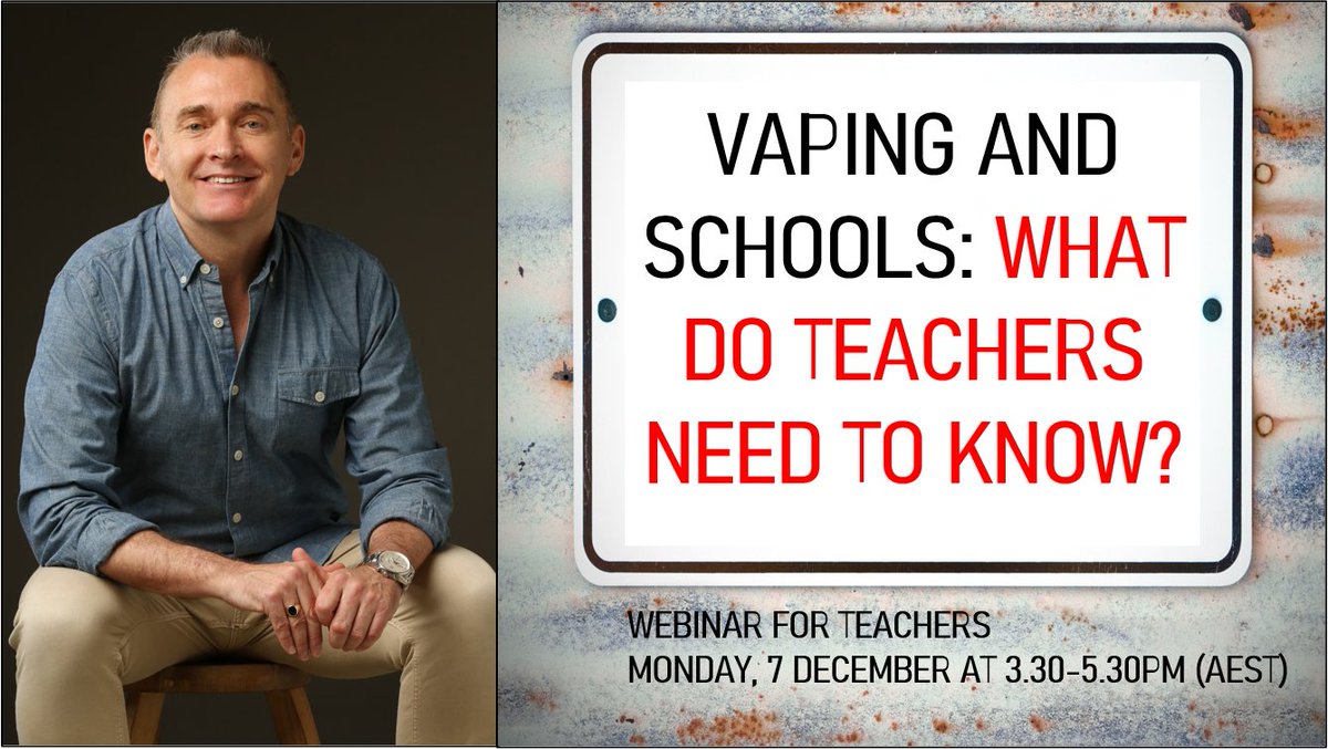 Vaping has become a growing issue for many schools across the country. With the classroom teacher in mind, this webinar, Paul Dillon will provide up-to-date and accurate information on the use of e-cigarettes and vaping. Register here:
events.humanitix.com/webinar-vaping…