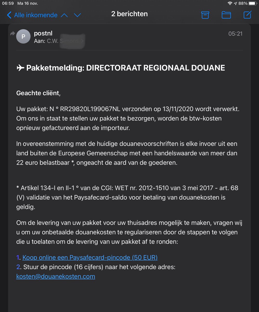 #criminelen worden wel steeds creatiever. Maar krijg je ook zo’n E-mail stuur de mail dan door naar <a href="/PostNL/">PostNL</a> via phishing@postnl.nl 🤬🤯