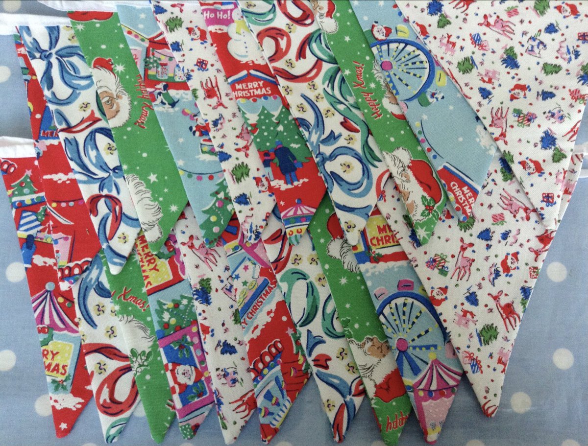 Cath kidston Christmas fabric bunting. Available from my Etsy shop Etsy.com/shop/lovesbunt…