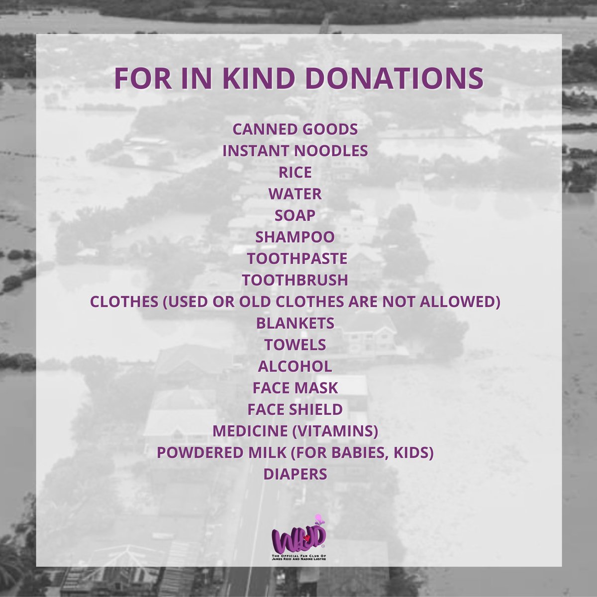 WeLoveJaDine's tweet photo. CALL FOR DONATIONS!

Hi, JaDines! We are organizing a donation drive to extend a helping hand to the victims of the recent calamities that have hit out country. #REIDyToDoMore 

#UlyssesPH
#CagayanNeedsHelp
#IsabelaNeedsHelp
#MarikinaNeedsHelp
#RizalNeedsHelp
#BulacanNeedsHelp https://t.co/Qf0UqntsMK