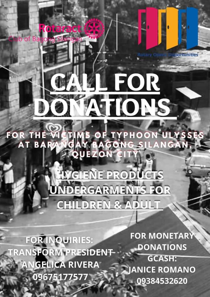 RACBS3780's tweet photo. CALL FOR DONATION!

 RAC Bagong Silangan is raising funds and collecting donations to provide Undergarments and Personal Hygiene Products (Toothbrush, Toothpaste, Shampoo and Body Soap) 

Any amount will be a big help.
 
For monetary donations
Gcash
Janice Romano
09384532620 https://t.co/vnjSAj85mH