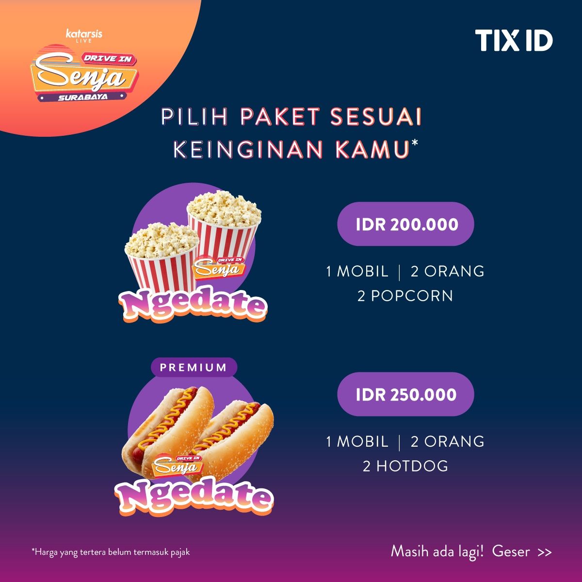 tix_id's tweet photo. Bagi kamu yang udah gak sabar buat merasakan sensasi nonton ala tahun 80an di Drive-In Senja Surabaya, tiket sudah bisa dibeli di aplikasi TIX ID! ππΏποΈ
.
#DriveInSenjaSurabaya #DriveInSenja #SenjaDiMobil #NontonDariMobil #film #DriveInCinema https://t.co/5h9tc8Rk0c