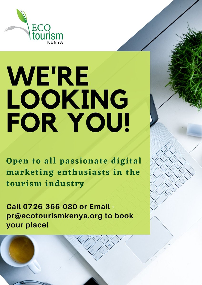 We have this amazing opportunity to train tourism businesses on digital marketing skills.
With the support provided by <a href="/ITCnews/">International Trade Centre (ITC)</a> - #SheTrades and us, expect value addition for your business!

Training will be in form of webinars
Don't miss out! SIGN UP!
#tourism #DigitalMarketing