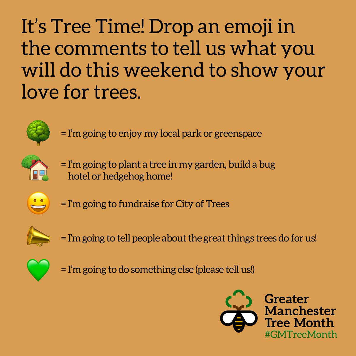 CityofTreesMcr's tweet photo. So far during Greater Manchester Tree Month we have discovered the wonderful things trees do for us. In the final week of the campaign, we would like to ask you - what can you do for our trees? #GMTreeMonth https://t.co/GoojFdR9g9’s-tree-time https://t.co/YsaduBf24U