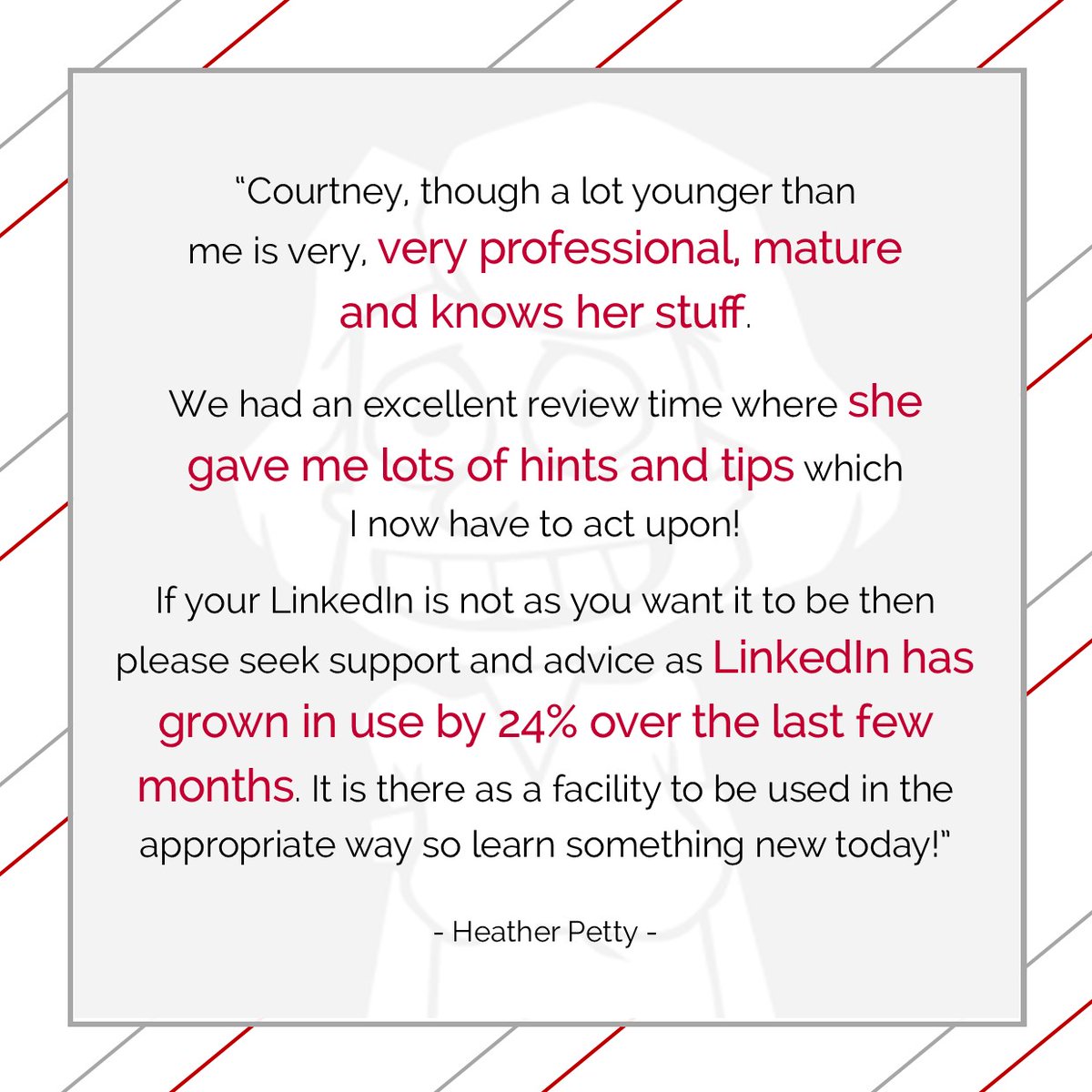 A wonderful testimonial to spur us on this #MondayMorning!

If you haven't booked your FREE LinkedIn Review with Courtney yet, get in touch:
☎️ 01604 532004
📩 courtney@thesales-manager.co.uk
