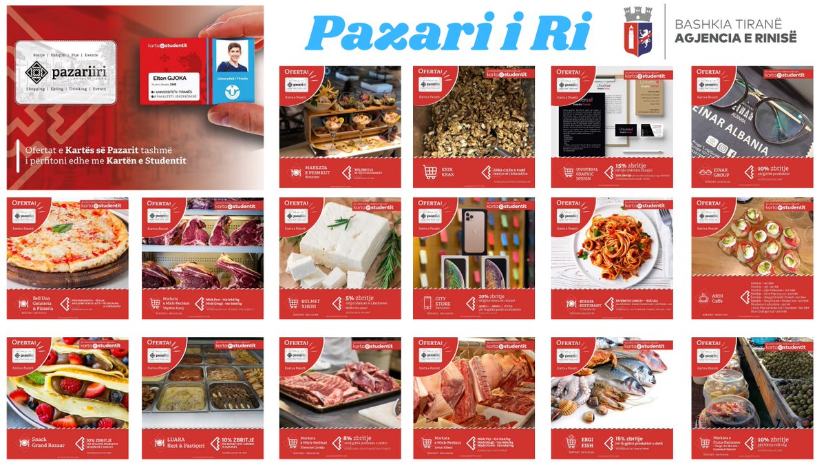 Super shërbime te <a href="/PazariR/">Pazari i Ri</a>, produkte bio dhe cilësore.
Karta e Pazari i Ri=Karta e Studentit🙌
#blejshqip 
#përdorkartënestudentit 
#përdorkartënepazarit
#unëjamstudentitiranës