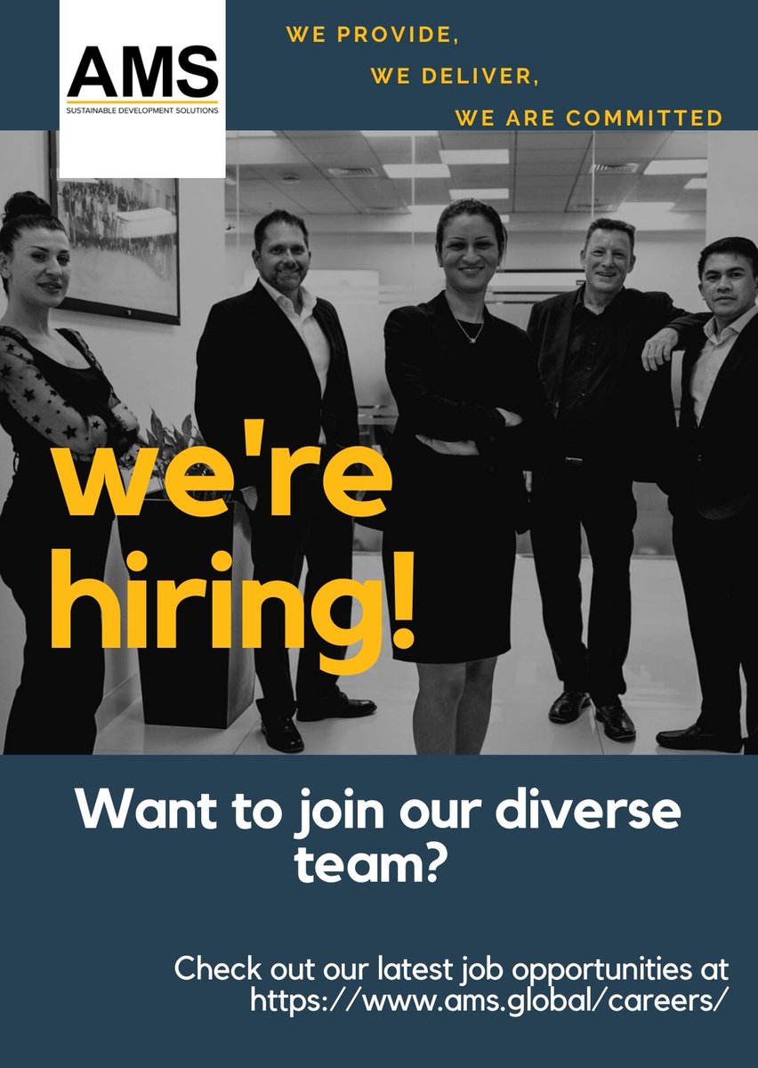 AMS_Integsol's tweet photo. AMS is #hiringnow! Click on the link to apply: https://t.co/igR42dhdMt
#weareams
#sustainabledevelopmentgoals
#jobannouncement #recruitment2020 #careeropportunites #applynow #jobhunt2020 #joblisting #asia #africa #middleeast #jobsearch2020 https://t.co/wJ7ePr3rNf
