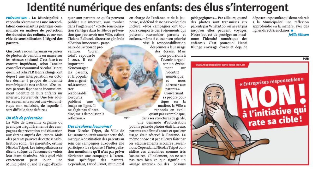Henri Klunge (@hklunge) on Twitter photo 📸 Nous ne pouvons pas faire l'économie d'un débat sur la protection de l'identité numérique des plus jeunes. 🖥️
Merci, <a href="/JoelleMisson/">Joëlle Misson-Tille</a> , pour son intérêt et son article. Et merci à <a href="/N_Tripet/">Nicolas Tripet</a> pour sa collaboration. 📱
cc <a href="/LausanneCites/">Lausanne Cités</a> #FractureNumérique #CCLausanne 📸 Nous ne pouvons pas faire l'économie d'un débat sur la protection de l'identité numérique des plus jeunes. 🖥️
Merci, <a href="/JoelleMisson/">Joëlle Misson-Tille</a> , pour son intérêt et son article. Et merci à <a href="/N_Tripet/">Nicolas Tripet</a> pour sa collaboration. 📱
cc <a href="/LausanneCites/">Lausanne Cités</a> #FractureNumérique #CCLausanne