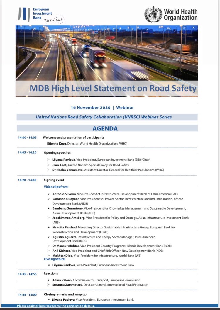 IRFofficial_org's tweet photo. Join us today at 14:00 CET to witness the strong commitment of financial institutions to road safety. You must register to attend: https://t.co/sDs37JFORZ #RoadSafety #United4RoadSafety #RecoveryPlan #IRF4Recovery https://t.co/5GQtWLyW20