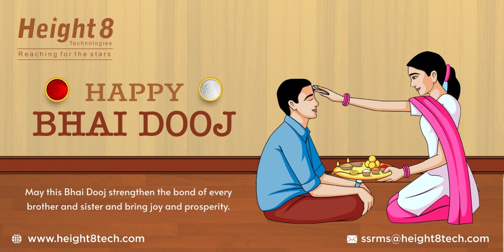 Height8Ltd's tweet photo. May this Bhai Dooj add sweetness to your life and bring endless joy. 

Wishing you a very Happy Bhai Dooj!

#happybhaidooj #bhaidooj2020 #bhaibeej #festival #festivalvibes #festivalwishes #festiveseason #height8 #height8technologies #telecommunications https://t.co/U5ODc1qPPk