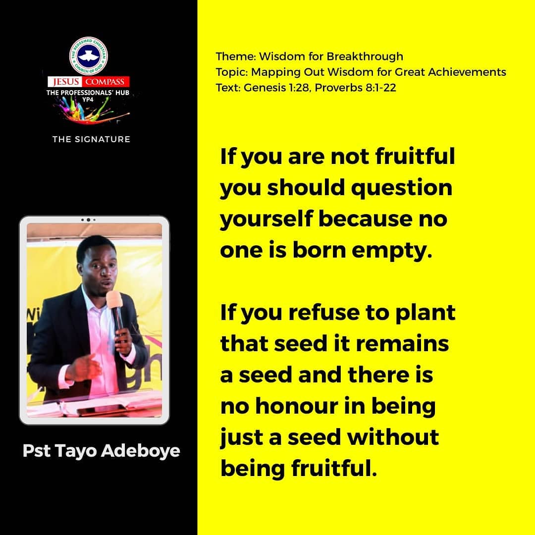 rccgjcompass's tweet photo. #SundayNuggets
#WisdomForBreakthrough
#MappingOutWisdomForGreatAchievement
#FirstService
#TheSignatureService
#RCCG
@rccgjesuscompass https://t.co/9Owd5k8vko