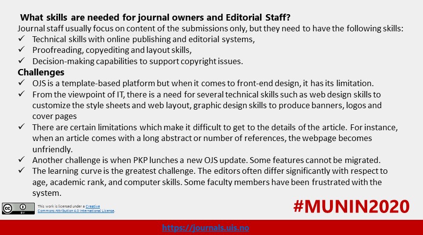 FarmanbarMina's tweet photo. @MuninConf Publishing with Open journal systems (OJS): 
the engaged university and library support at the University of Stavanger  #Munin2020 #OpenAccess
 #OpenScience  #ScholComm  #AcademicTwitter  #SciComm @UBiStavanger @GKolstrup @KolstrupPer https://t.co/cJgOwNc9b5