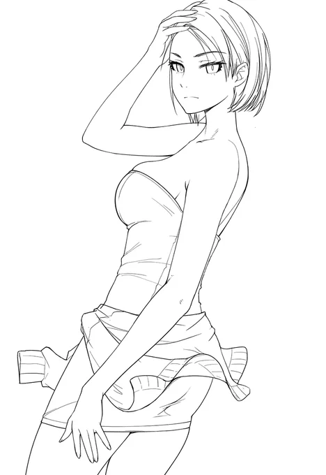 #皆さん線画と塗った後を見せてください 