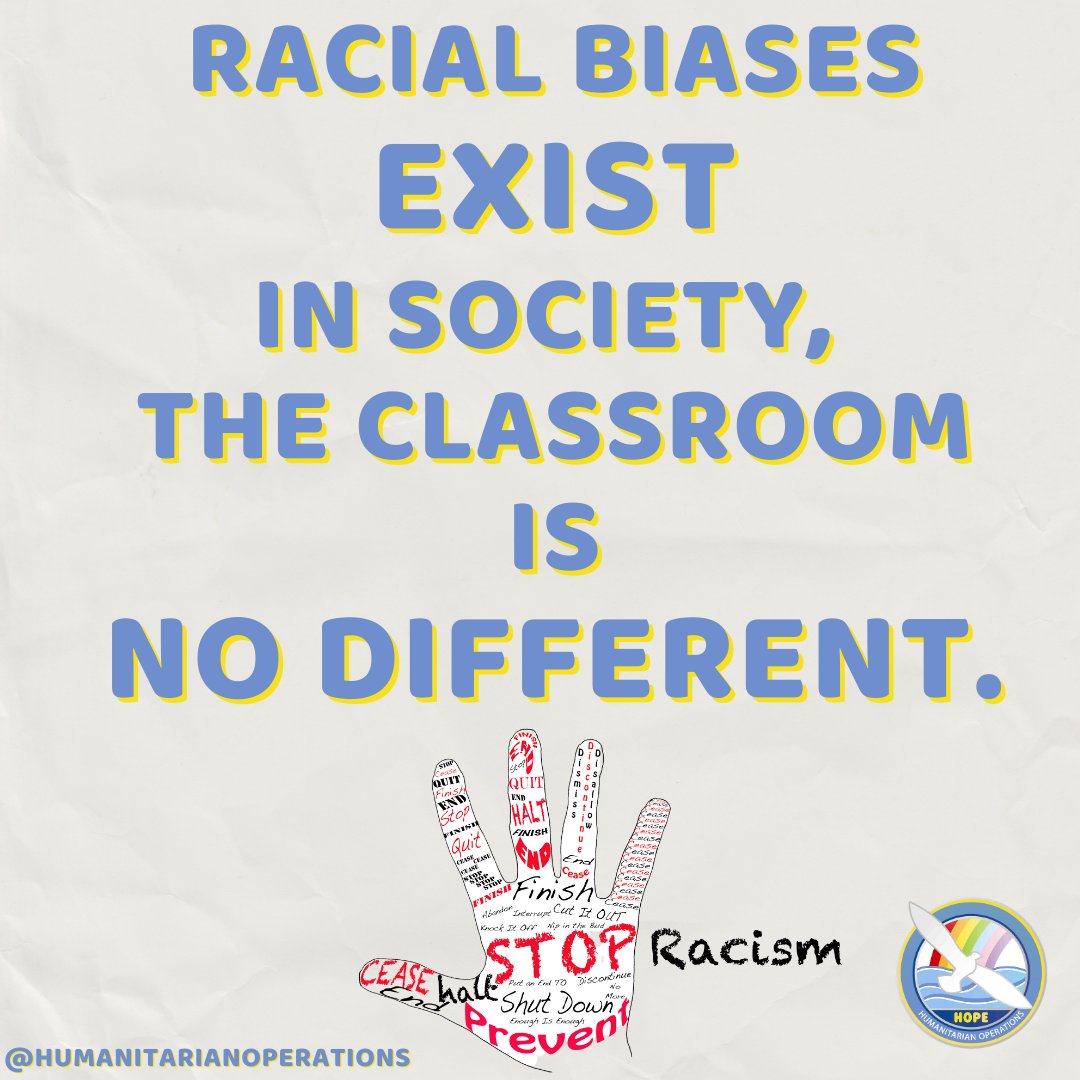 humanitarianop's tweet photo. Teachers can subconsciously hold racial biases and not even realise. 
Did that happened to you?
Racial bias ultimately affects how teachers treat students of colour. 
#stopracism #racism #racialbiases https://t.co/Hfz8uescHT