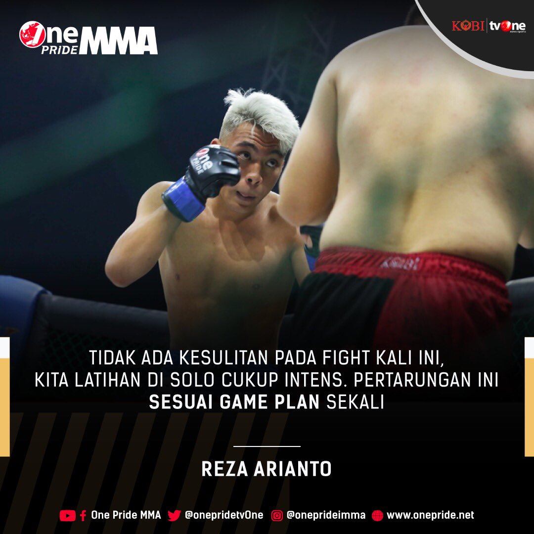 onepride_mma's tweet photo. Reza Arianto berhasil mengatasi perlawanan Andre Setyawan dalam partai perbaikan peringkat di kelas Lighweight. Dalam interviewnya Reza mengatakan bahwa tidak ada kesulitan pada pertarungannya ini. #OnePrideMMA #OnePridetvOne #QuotesFighter https://t.co/htWnCaQh6j