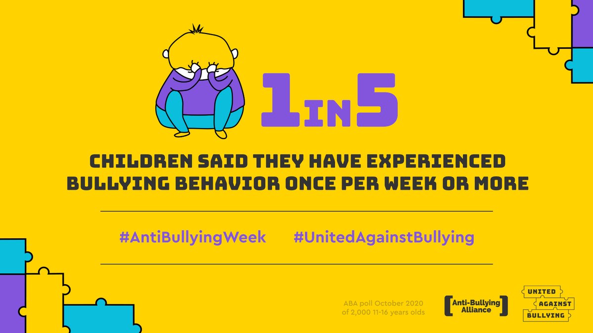 1 in 5 of the children polled told us they experience bullying once or more per week. #AntiBullyingWeek    #UnitedAgainstBullying  