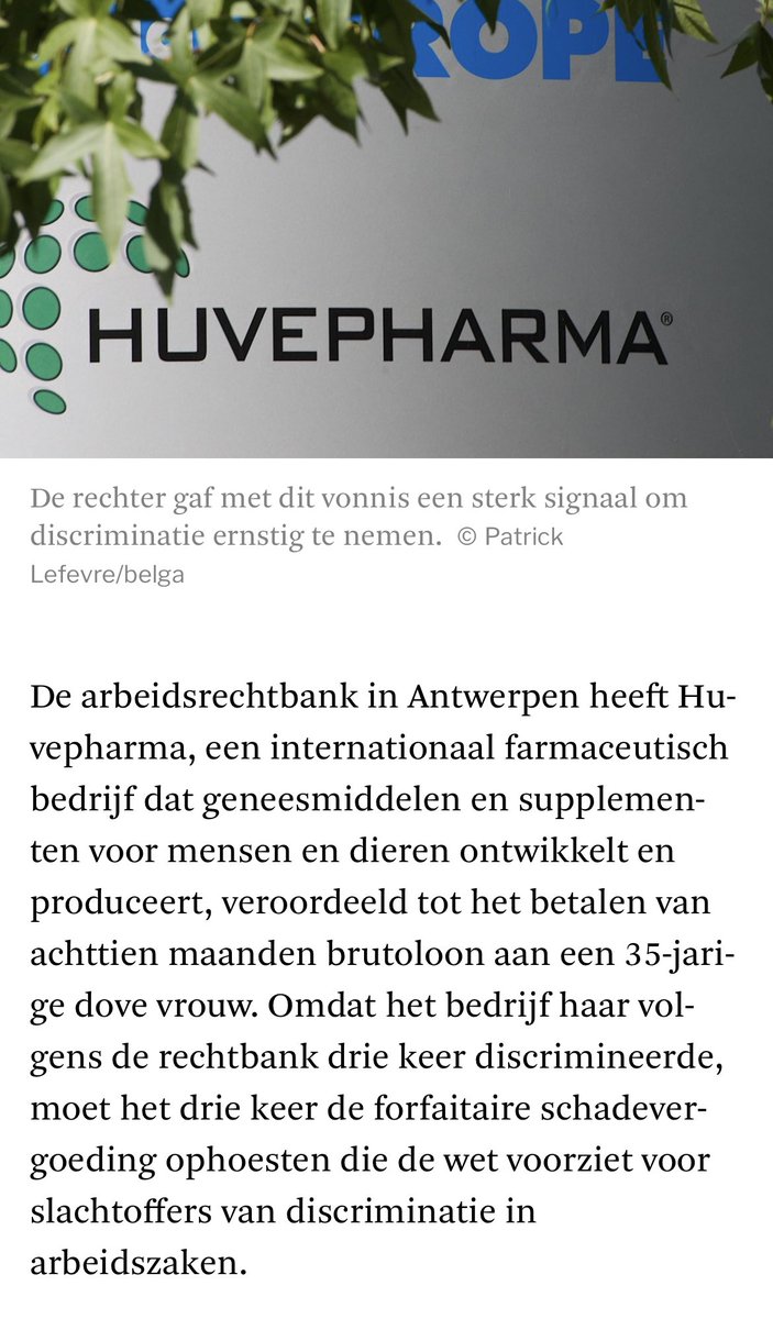mdemeulder's tweet photo. #huvepharma veroordeeld voor drievoudige discriminatie van dove vrouw die bij hen solliciteerde als research and development assistant. @unia https://t.co/27CqQOW6Sm https://t.co/qRf1VdWIip