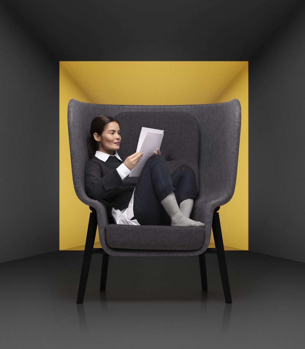 designboom's tweet photo. privacy has never felt or looked so good thanks to the updated pod chair by @DeVorm, which is now available in 11 colors in total https://t.co/pmNOTEr4BB https://t.co/mbv7drjANF