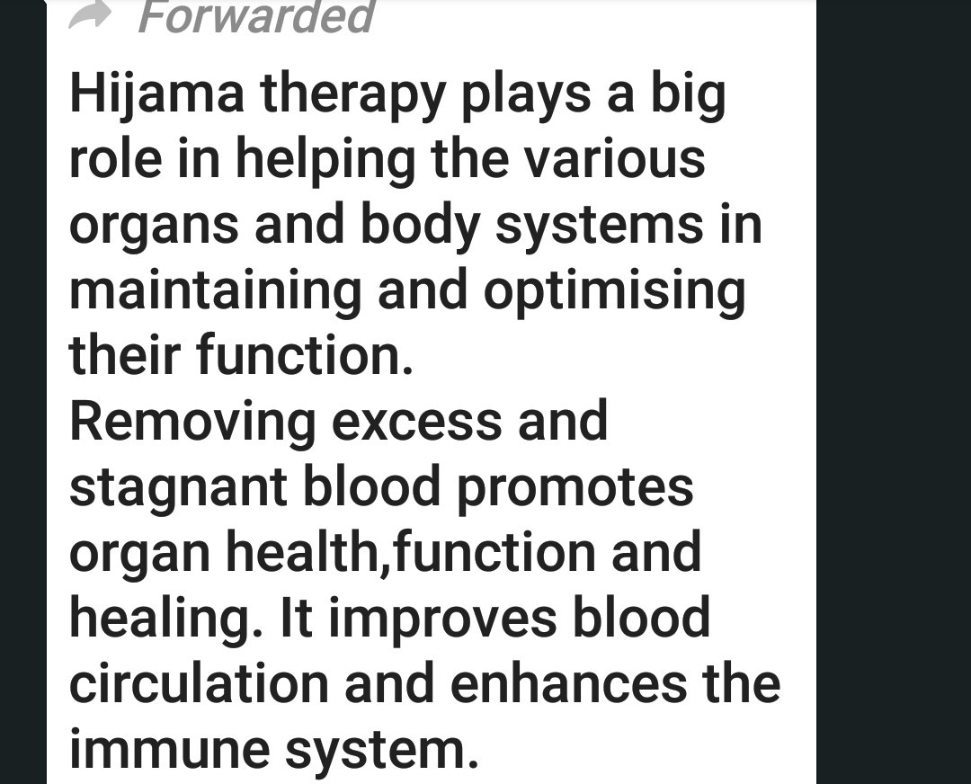 So the hijama practitioner advertised her service as follows: