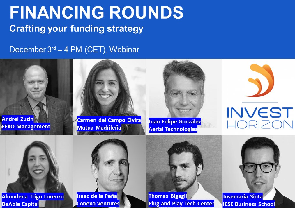 InvestH2020's tweet photo. Register to the next #InvestHorizon webinar and learn how to strengthen your investment readiness.
➡️ https://t.co/cBU9tWTyXc
W/ Andrei Zuzin, @almudenatrigo , @isaacdlp , Carmen del Campo Elvira, @ThomasBigagli, Juan Felipe Gonzalez, and @josemariasiota https://t.co/7BC9nsiDXk