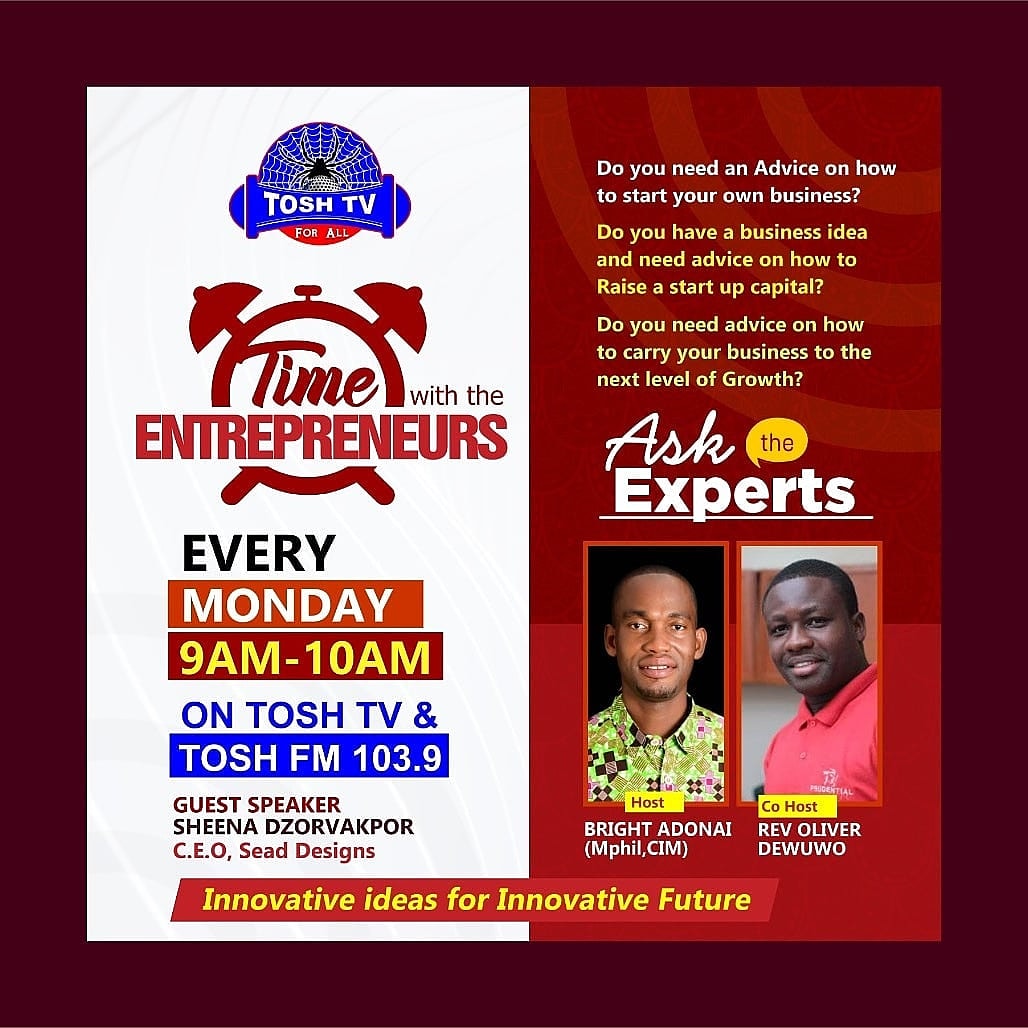 pkafedo's tweet photo. Back on your Screens and Radio Sets at 9AM. Today we going to engage a Fashion & Design Entrepreneur.
Make a time with the #entrepreneur.
Cc: @toshtv1 @Toshfm1
#TheAdonaiPeople #aucru #TimeWithTheExperts #AETI https://t.co/HFt26lrmnY
