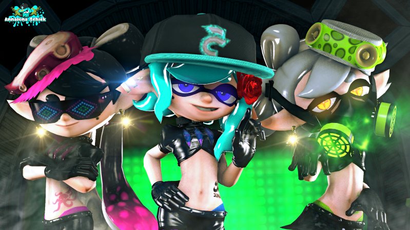 AnnalenaSchick's tweet photo. The new bosses! 🦑💗💙💚
#squidsisters #splatoonart #splatoonsfm #splatoon3 #splatoon2 #stayfresh #splatoon1 #squid #sfm #inklingboy #inkopolissquare #inkling #inklinggirl #woomy #nyges #nintendoswitch #oomi #octoling #offthehook #octoexpansion #スプラトゥーン2 #スプラトゥーン https://t.co/eSRE9QS6Up