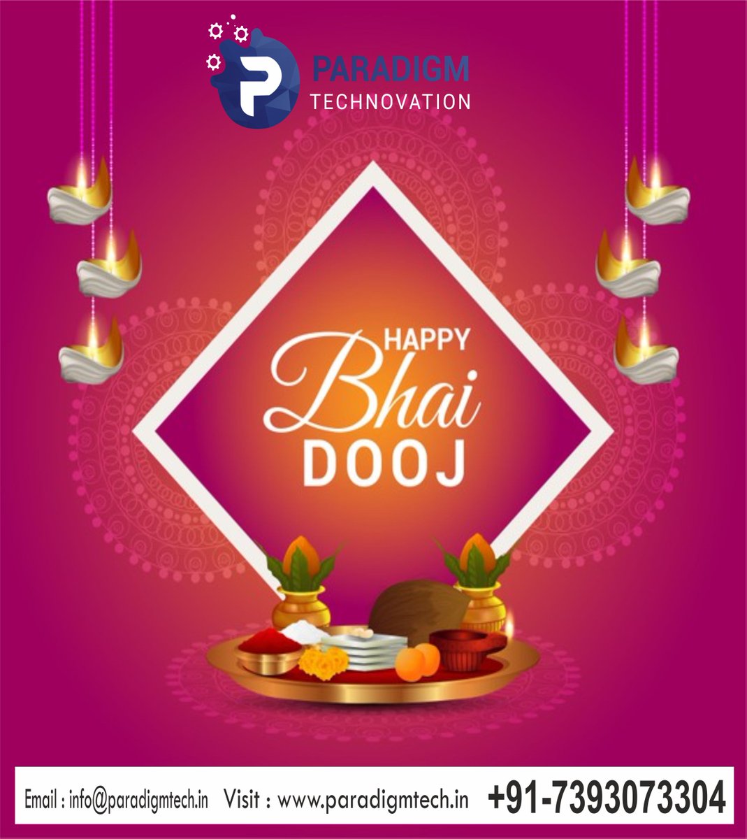 paradigmtech07's tweet photo. May this auspicious occasion bring you all the prosperity and good luck in your way of life. Paradigm Technovation wishes you all Happy Bhaiya Dooj.
#HappyBhaiDooj #BhaiDooj2020 #lifeatparadigmtechnovation https://t.co/ABiEfAXH5i