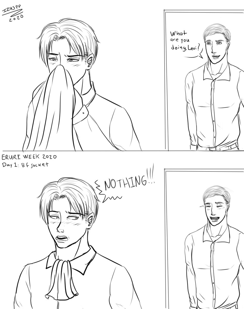 Izuspp's tweet photo. I wanted to do this, but just doodles this time. I'm too slow to draw something big and I'm already late ;_;

#eruri #erwinsmith #leviackerman #erwinxlevi #eruriweek2020 #eruriweek https://t.co/r7o6bYxthD