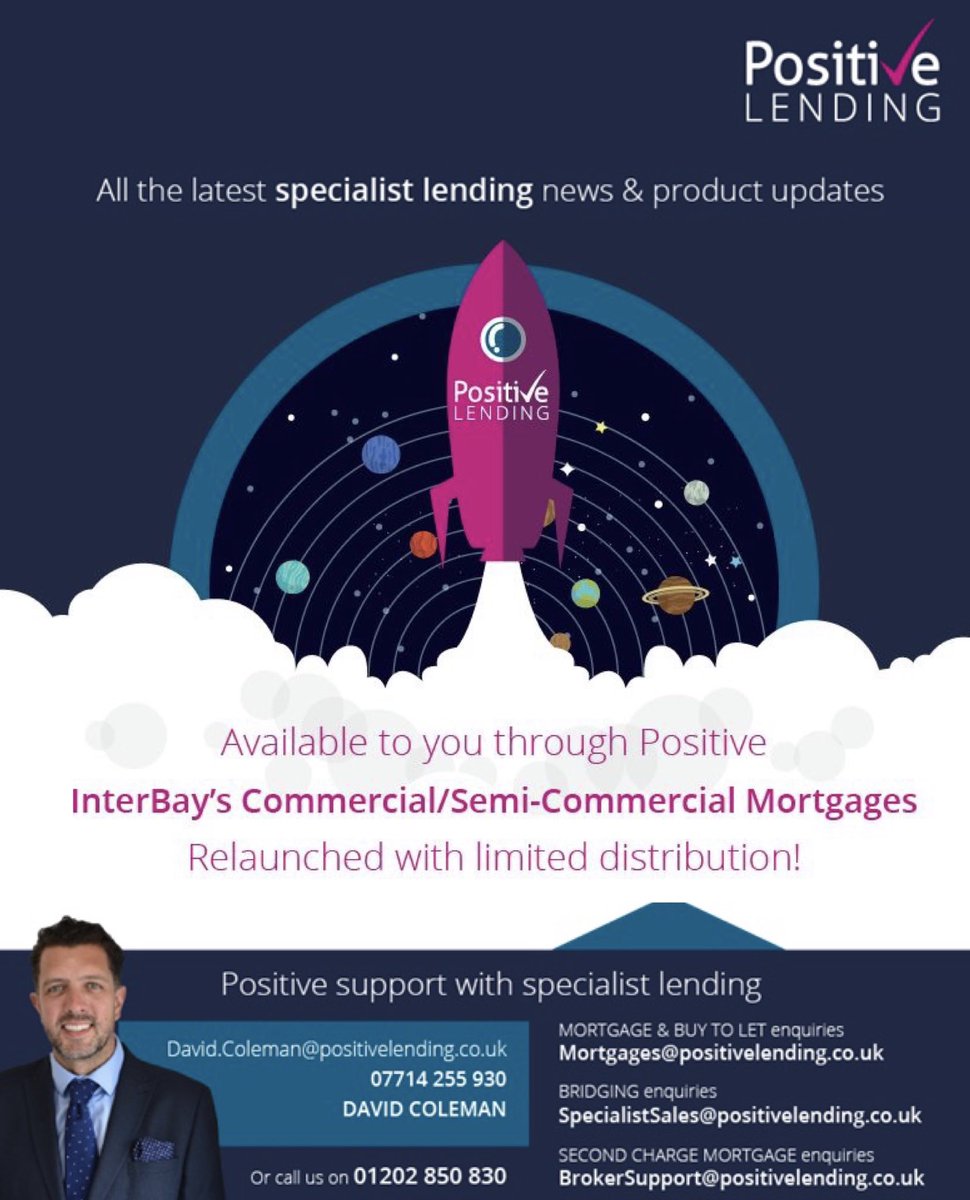 dc_positive's tweet photo. @PositiveLendUK take you to infinity and beyond with #Interbay’s relaunch of commercial and semi commercial mortgage products, to access these products or for more information get in touch #commercial #semicommercial #mortgages https://t.co/r6ZbBCUbr4
