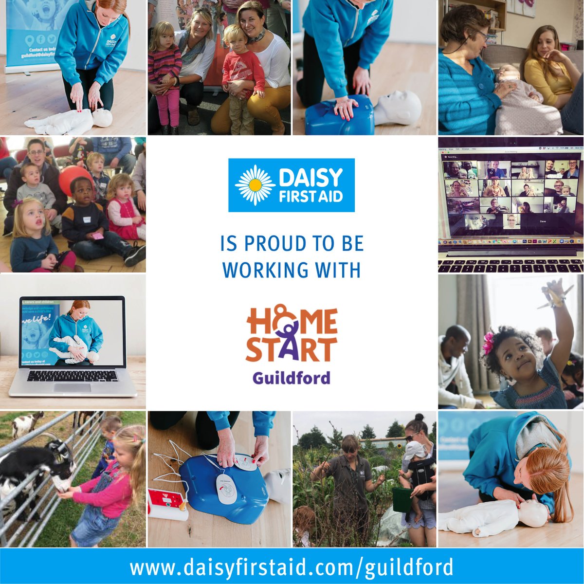 HomeGuildford's tweet photo. We are very excited to be working with Feola #DaisyFirstAid to bring our volunteers a session of quality First Aid training via Zoom on Tue 17th Nov 10-11:30am👶🧸Contact office@hsguildford.org.uk if you don't want to miss this great opportunity- only a few spaces left! #firstaid https://t.co/tx8T8UFD4j