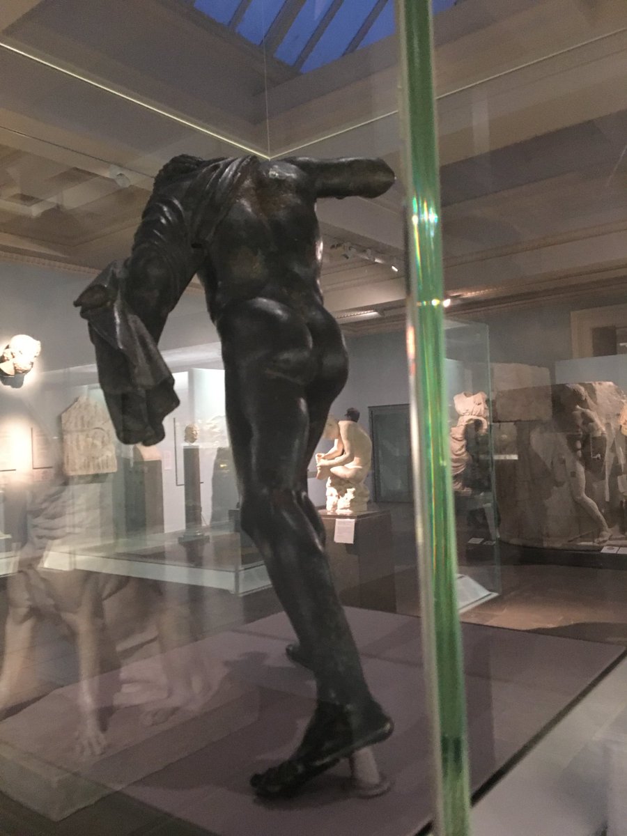 Greek sanctuaries were full of #publicsculpture. This bronze of #Alexander the Great is a small copy of a figure from a group (now lost) by Lysippus at Delphi commissioned by the general Craterus in thanks to Apollo for saving Alexander's life during a lion hunt #MuseumsUnlocked