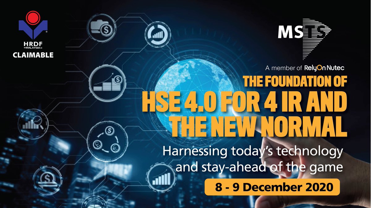 mstsasia's tweet photo. How can HSE leaders survive and even thrive in the wake of Digital Transformation?
Join us in a 2-day webinar to embrace the latest industrial revolution to stay ahead of the game:  Register before 30 November 2020 here: https://t.co/TYFC8c7HvD
#mstsasia #360safety #industry4wrd https://t.co/iqXsibnbxU