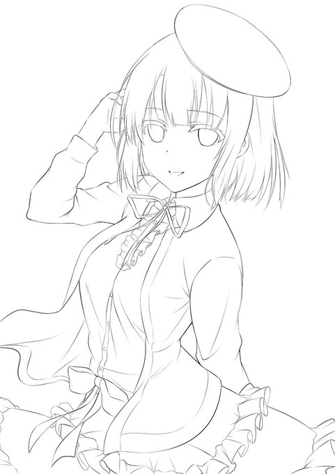 #皆さん線画と塗った後を見せてください 