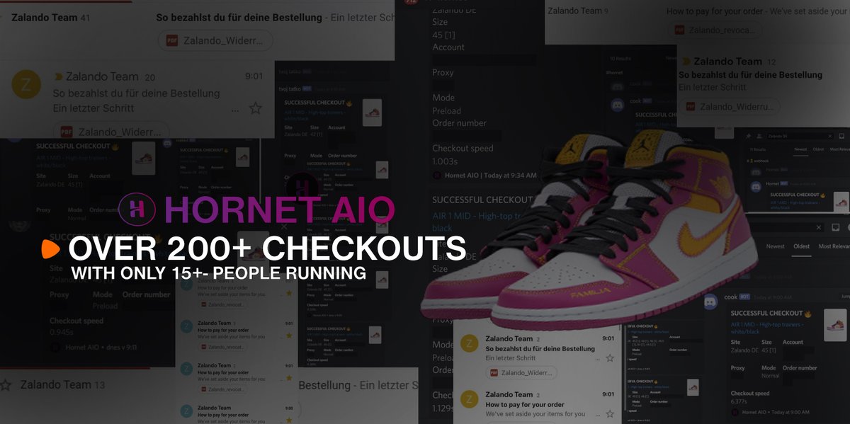 hornet_aio's tweet photo. With a limited userbase, we were able to secure more than 200 pairs on our first Zalando Initial Release!

We can't wait to show you what we have in development. https://t.co/IOWl7XW3iH