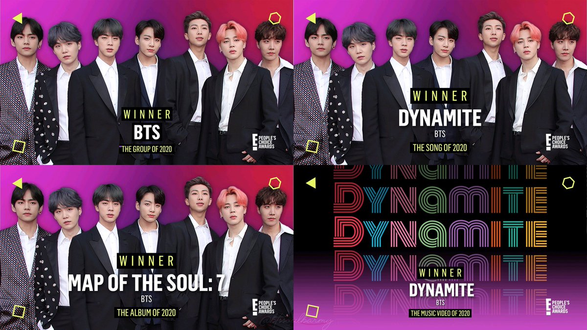 BTSsoulbarmy's tweet photo. {📰} Prêmios que o @BTS_twt venceu no People's Choice Awards 2020:

🏆 The Group of 2020 ➣ BTS
🏆 The Song of 2020 ➣ Dynamite
🏆 The Album of 2020 ➣ Map of the Soul: 7
🏆 The Music Video of 2020 ➣ Dynamite

#PCAs #BTSxPCAs https://t.co/6Q7DwlCajG