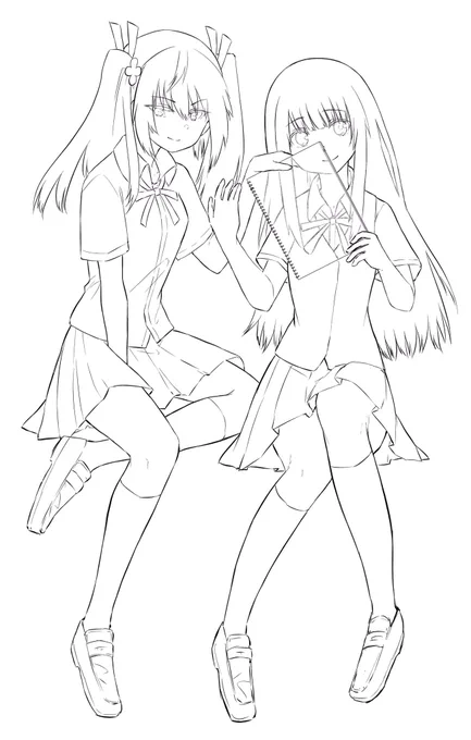 #皆さん線画と塗った後を見せてください 
