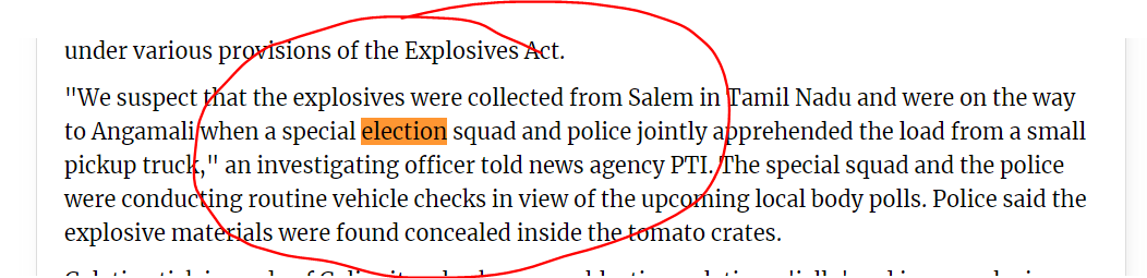 I hd a few coming at me saying this has nothing to do with elections.FACT-- election squad & police jointly raided the mini lorry. Source: republicworld