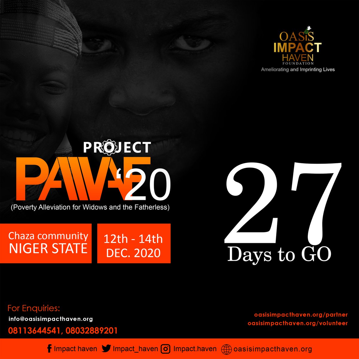 ImpactHavenNig's tweet photo. #ImpactHaven #PAWAFProject #27DaysToGo 
Each day takes us closer to #PAWAFProject2020 
#27DaysToGo 
#CountDownBegins 
#ImpactHaven https://t.co/vlogxaPJMq