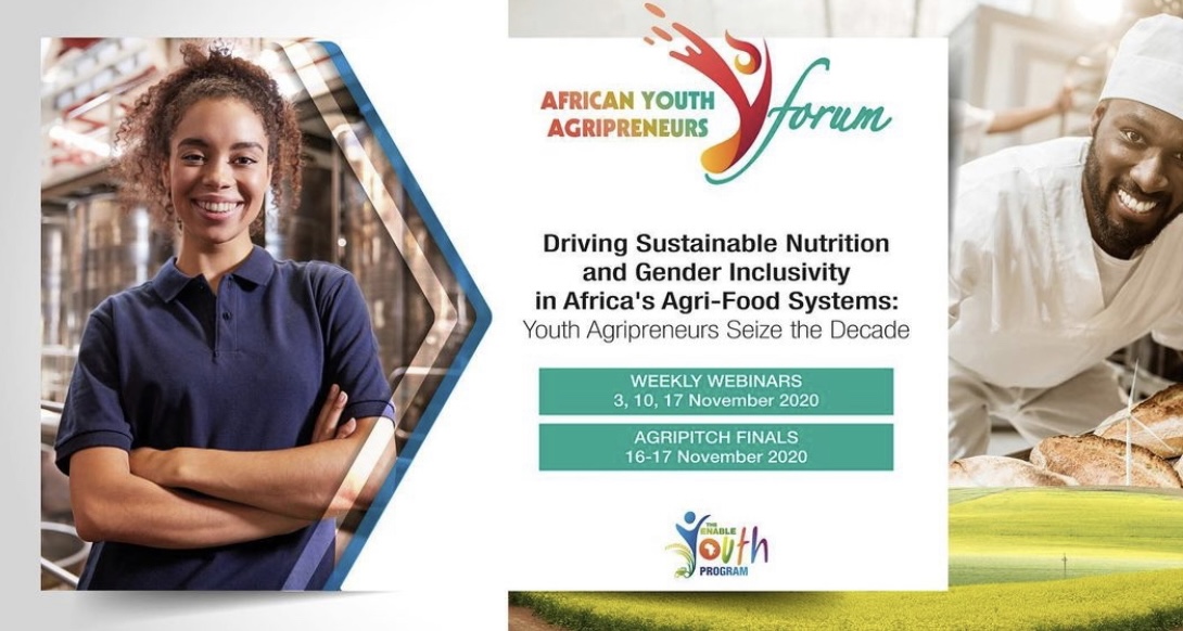 AfDB_Group's tweet photo. Get ready for the third and final webinar for the 2020 African Youth Agripreneur Forum &amp; AgriPitch competition.

Date: November 17
Topic: Strategic Partnerships for Equity in Agriculture: Financing Women, Youth &amp; Nutrition
Time: 11 am GMT

Watch live here: https://t.co/7O9TQ4BkiG https://t.co/GCxVHaPMTv