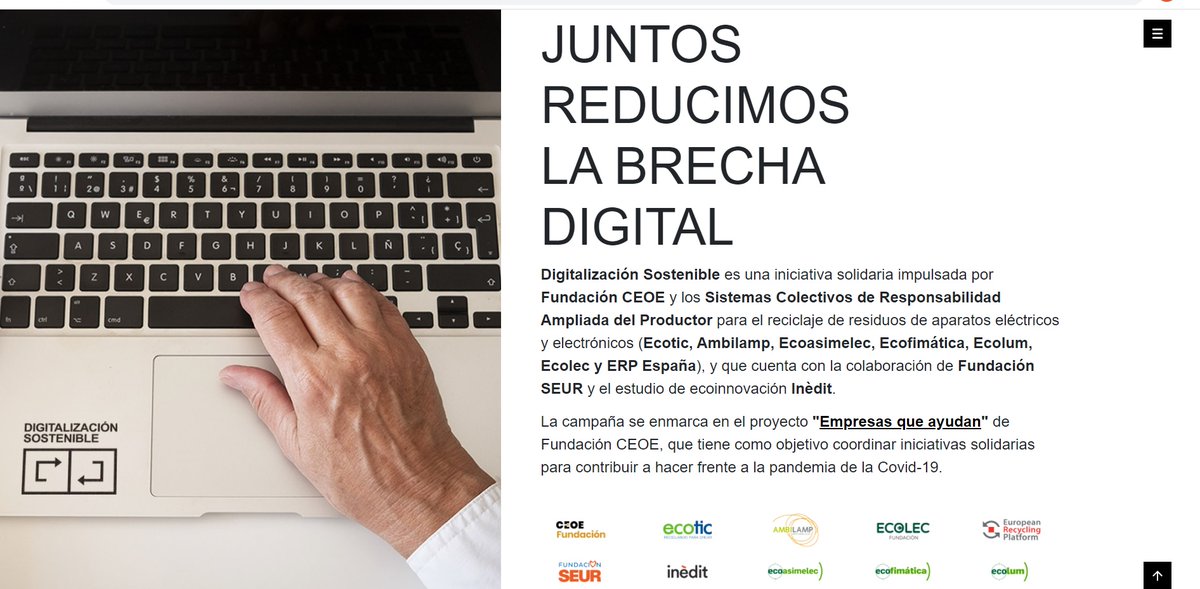 ArrabalAID's tweet photo. Las entidades de reciclaje electrónico #SCRAF y @Fundacion_Ceoe @CEOE_ES se unen contra la #brechadigital para facilitar el acceso a la tecnología de personas vulnerables con la campaña #DigitalizaciónSostenible dentro de la iniciativa #EmpresasQueAyudan. https://t.co/BcoCdgenDN https://t.co/ol1CtbTedL