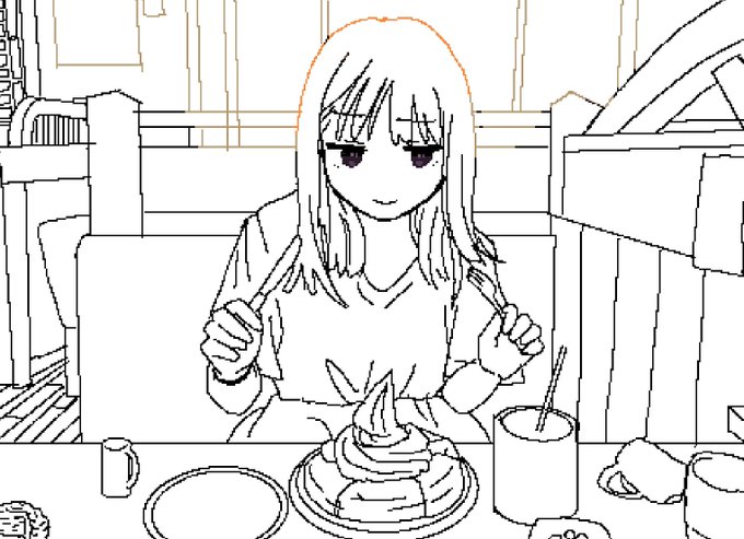 #皆さん線画と塗った後を見せてください 