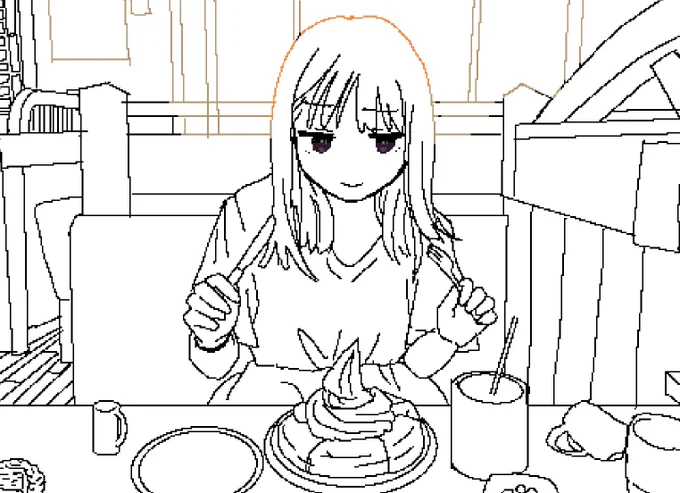 #皆さん線画と塗った後を見せてください 