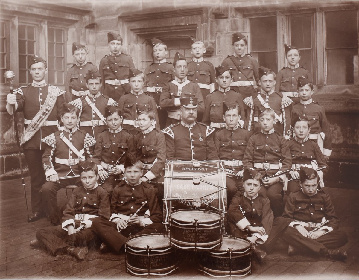 This week's <a href="/SchoolArchives1/">School Archives and Records Association</a> #FromtheArchive is #SchoolCCF. The Stonyhurst Cadet Training Corps was founded in 1900, and here is the Fife Band c.1901 under the direction of Drum-Sergeant Taylor. A young Aidan Liddell (VC 1915) is sitting on Taylor's right #lookingthewrongway