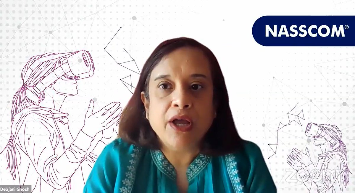 DeccanDialogue's tweet photo. "#India should look at #technology as an enabler and tool at its disposal to accelerate #recovery and #social #inclusion" @debjani_ghosh_, President, @nasscom
#AtmaNirbharBharat #synchronising #globalisation
#decentralised #cooperation #Crisis #COVID19 #DeccanDialogue #Government https://t.co/kKCkgOlqdy