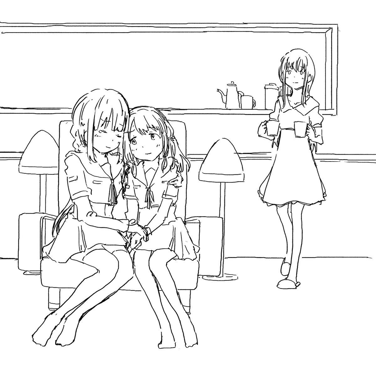 したがき、線画、塗りです。したがきもっとちゃんとやれ。
 #皆さん線画と塗った後を見せてください 