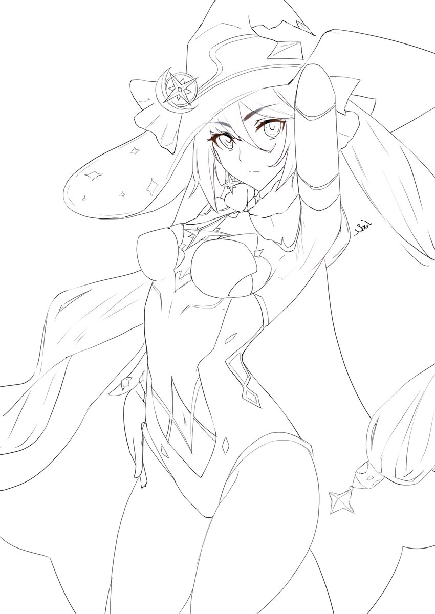 アストローギスト・モナ・メギストスたゃん
 #皆さん線画と塗った後を見せてください 