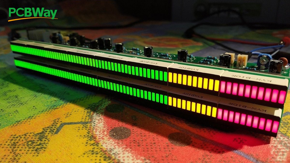 PCBWayOfficial's tweet image. #SharedProject
160 LED VU meter. Based on LM3916. Input is buffered with LF353. Full wave rectifier inside. Regulated sensitivity. 
✅Learn more: bit.ly/2K1R5yH
.
.
#Opensource #LED #VUMeter #LM3916 #LF353 #Maker #PCBWay