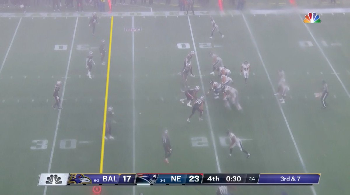 zm_cox's tweet photo. Patriots final drive vs. Ravens final drive. Mother Nature was on New England's side in that fourth quarter. https://t.co/gmcWAQDl9C