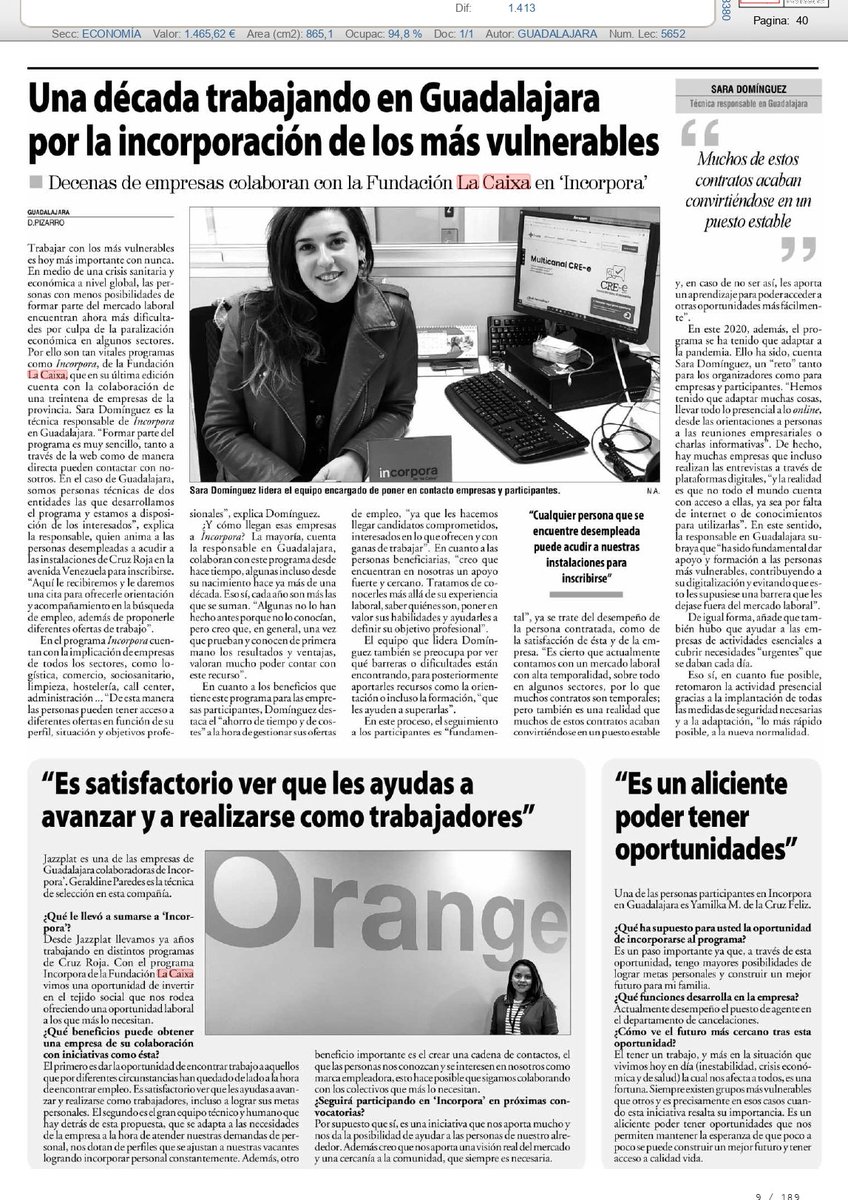 Sedea89's tweet photo. En Guadalajara, contamos con el programa Incorpora de @FundlaCaixa, desde donde podemos ayudar a más personas a mejorar su situación a través del empleo. Así lo contamos en @NuevaAlcarria.
Puedes apuntarte en nuestras instalaciones de @CruzRojaGuada. https://t.co/QRmyiYZs2x